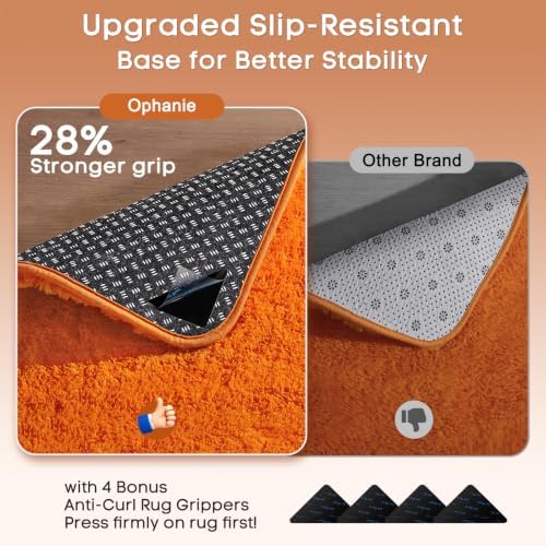 Ophanie Orange Rugs for Living Room Bedroom, 5x8 Fluffy Fuzzy Furry Carpet, Plush Soft Shaggy Bedside Indoor Floor Area Rug for Kids Nursery Home Decor with Over 999 pcs Non-Slip Backing Pattern - Image 4