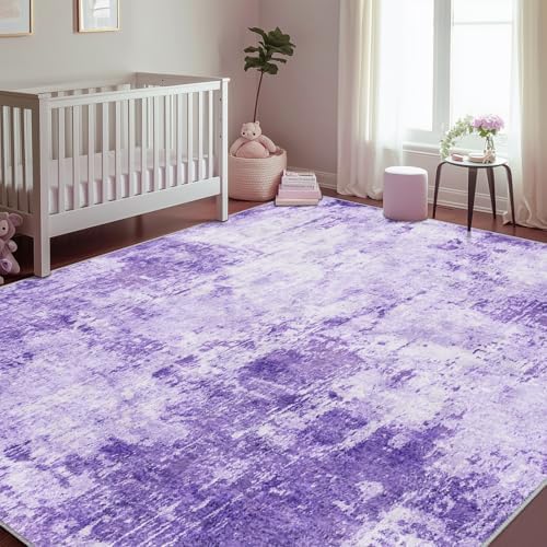 RELEANY Washable 5'x7' Abstract Area Rug for Living Room Purple - Image 3