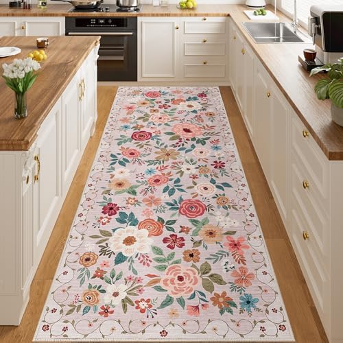 DUKINO 3x8 Kitchen Runner Rug, Washable Rug for Hallway Non Slip, Beige - Image 3