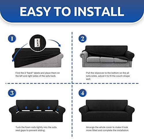 KEKUOU Stretch Oversized Couch Covers for Sofa Slipcover,Black - Image 5