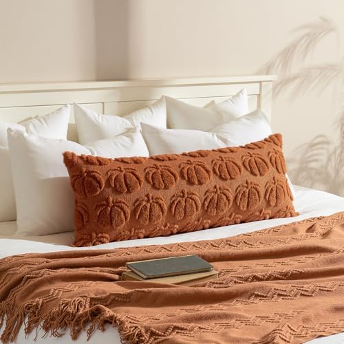MIULEE Fall Pillow Cover Pumpkin Fall Decor Lumbar 14x36 Dark Rust by MIULEE