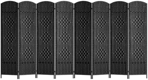 FDW Room Divider 8 Panel Folding Privacy Divider 6 Ft Indoor Wall Divider Portable Partition Wood Screen, Coal Black by FDW