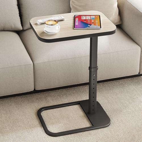 Kitstorack Upgraded TV Tray Table with Panel Lock, Adjustable Height & 90° Flip-Over Design, Sofa Arm End Side Table for Eating, Dinner, Snack, Laptop, Couch, Bed, Chair or Small Spaces, Gray by Kitstorack