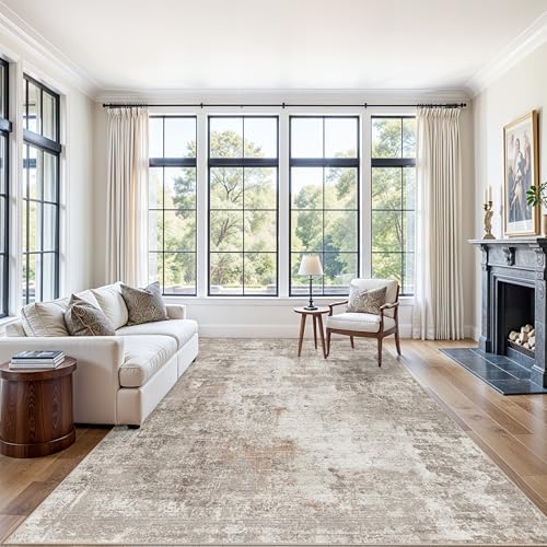 Washable 7x10 Area Rug for Living Room– Soft Non-Slip Carpet for Bedroom Dining Room,Modern Neutral Abstract Low Pile Stain-Resistant (Beige Grey) - Image 3