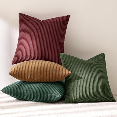 MIULEE Soft Corduroy Decorative Throw Pillow Covers Christmas Green 22x22 - Image 5