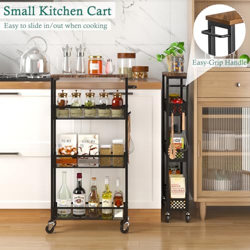 XYZLVSI Utility Slim Storage Cart on Wheels, 4 Tier Laundry Room Organizers - Image 6