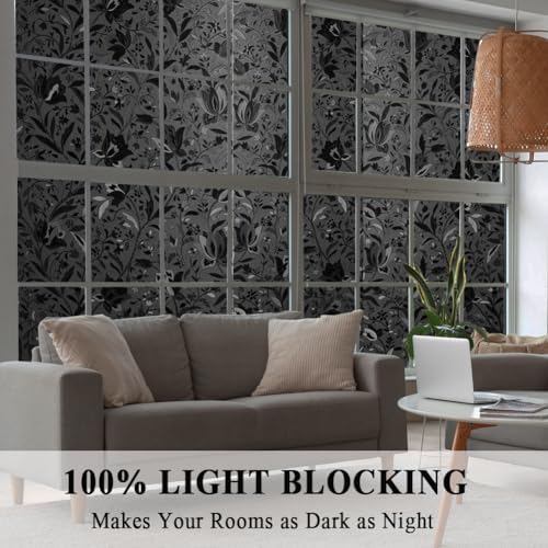 Blackout Room Darkening Etched Tulip Window Film Privacy No Glue 35x78.7in - Image 5
