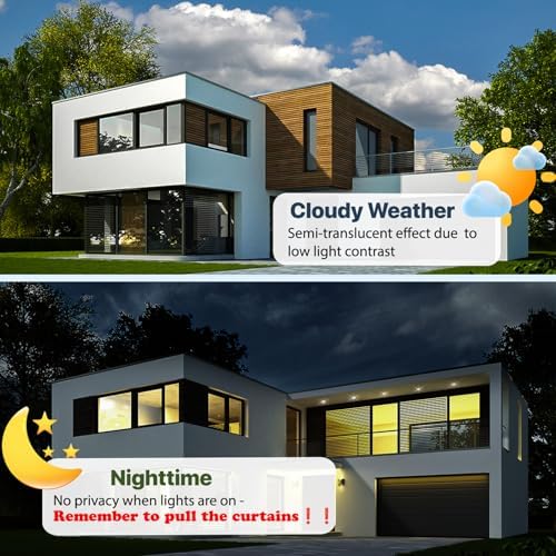 Bloss One Way Privacy Window Film Heat Blocking, Black Silver,35.4" x157.4" - Image 2