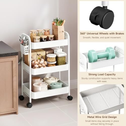 Heavy-Duty Rolling Cart 3 Tier Metal Utility Storage Cart - Image 5