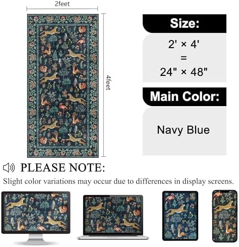 DUKINO 2x4 Rug for Entryway, Animal Washable Rug for Kitchen, Navy Blue - Image 2