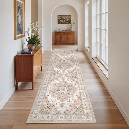 Madane Hallway Runner Rug 2x8 Washable Kitchen Rugs Non-Slip, Pink by Madane