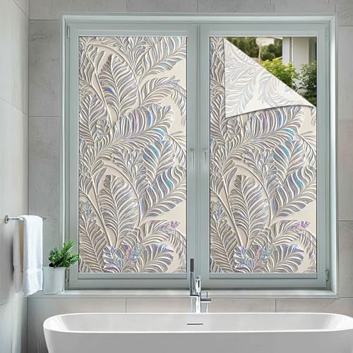 BlissYard Silver Leaf Texture Privacy Window Film 17.7x39.3 Inch PVC - Image 5