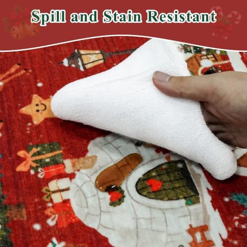 2x3 Christmas Cute Area Rug : Non-Slip Washable Winter Holiday Indoor Doormat Soft Low Pile Decorative Floor Mat for Kitchen Bathroom Living Room Bedroom Red Holiday Home Decor Gift（2x3，Red） - Image 7