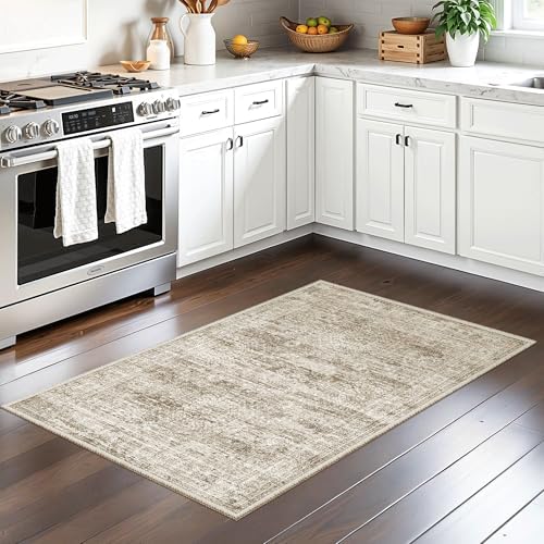Soalmost 2x3 Washable Rugs for Kitchen, Entryway, Small Area Rug Brown - Image 3