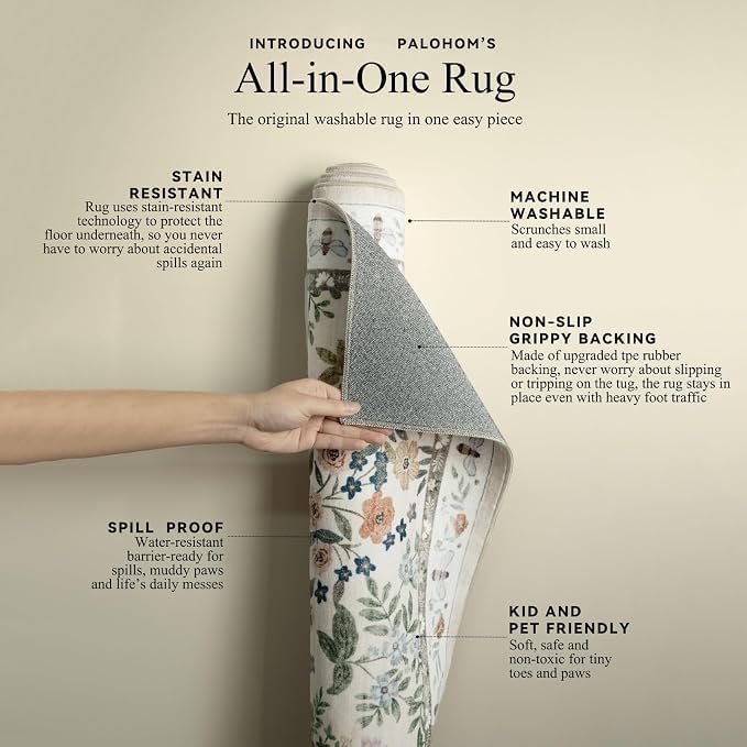10x14 Area Rugs Living Room: Washable Rug Non Slip Stain Resistant Low Pile Faux Wool Ultra Soft Lightweight Indoor Large Rugs for Bedroom Nursery Dining Room Under Table Rug Home Office Farmhouse - Image 2