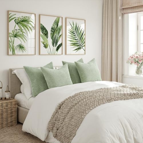 Topfinel Sage Green Decorative Throw Pillow Covers Set of 4,Soft Velvet Modern Double-Sided Designs Match Cushion Cases for Home Decor, Pillow Inserts Not Included (16x16 inch) - Image 4