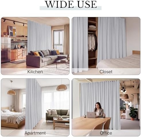 RYB HOME Room Divider Curtain with Straight Ceiling Track for Living Room - Image 7