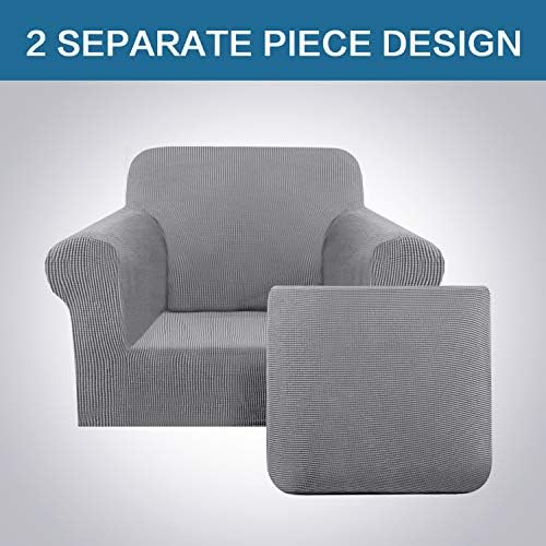 H.VERSAILTEX 2-Pieces Armchair Cover Chair Slipcovers with Arms Furniture Protector Cover Fit Armchair Width Up to 47 Inch, Jacquard Spandex Couch Covers Armchair Slipcover - Dove, Chair - Image 3