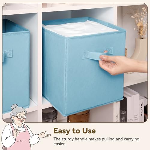 GRANNY SAYS 11x11 Cube Storage Bins, 6-Pack Storage Cubes, Light Blue - Image 5