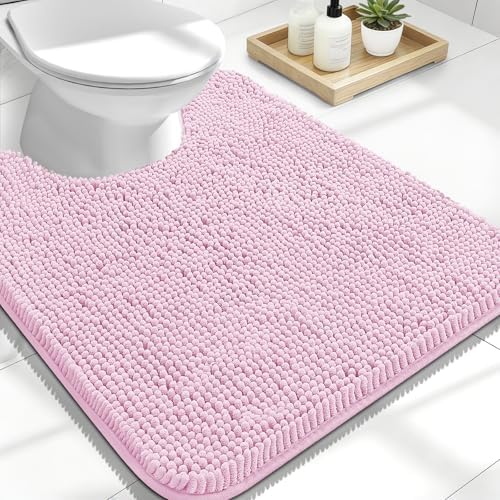 OLANLY Toilet Rugs U-Shaped 24x20, Soft Absorbent Chenille Contour Rugs by OLANLY