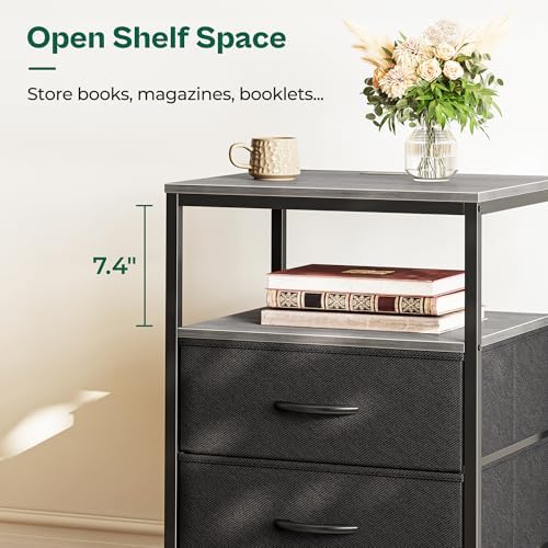 Huuger Night Stand with Charger Station, 27.7 Inch Tall Nightstand - Image 7