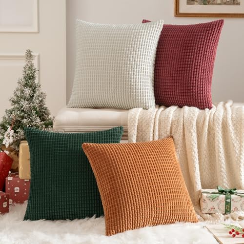MIULEE Modern Decorative Pillow Covers 18x18 Inch Set of 4 Christmas Red - Image 2