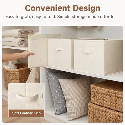 StorageWorks Closet Storage Bins, Beige(NaturWeave Fabric), Extra Large - Image 6
