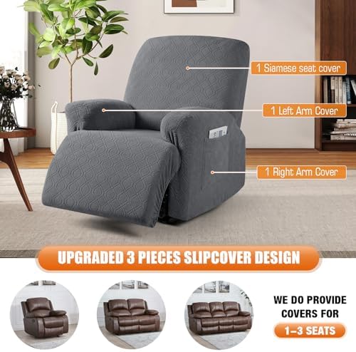 VANSOFY Stretch Recliner Chair Cover, Slipcover, Dark Gray, 1 Seater - Image 6