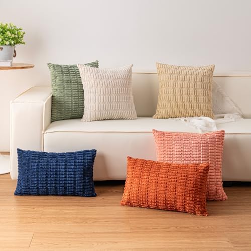 Pack of 2 Corduroy Decorative Throw Pillow Covers 20x20 Inch, Dark Brown - Image 4