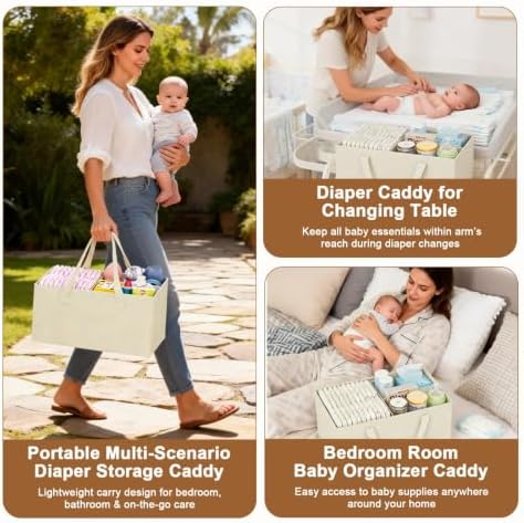 Baby Diaper Organizer Cart & Caddy Basket,Nursery Cart for Baby Essential - Image 5