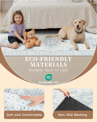 Madane Washable Hallway Runner Rug 2x8 Kitchen Runners Non-Slip, Sky Blue - Image 5