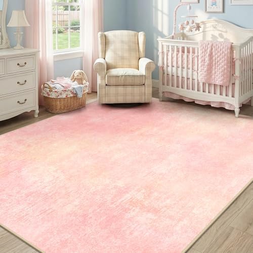 RELEANY Washable 5'x7' Abstract Area Rug for Living Room Light Pink - Image 2