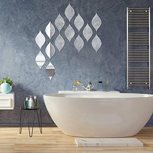 Amyhill 15 Pack Teardop Mirror Stickers Decor, Teardrop, Silver - Image 5
