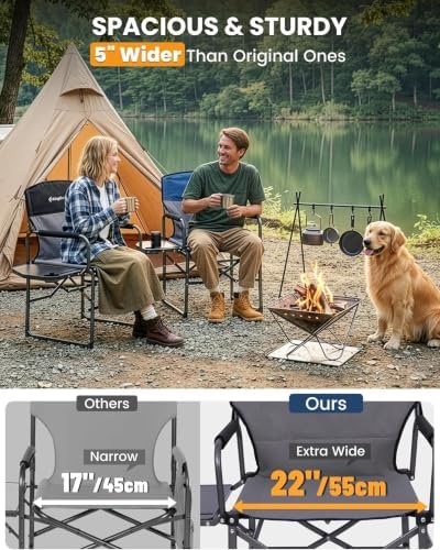 KingCamp 2 Pack Oversized Camping Directors Chairs, Heavy Duty 440lbs - Image 5