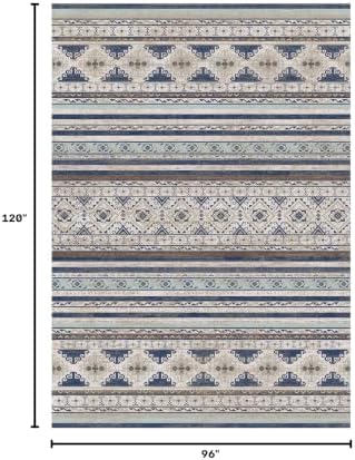 RUGSURE Washable Area Rugs 8' x 10' - 1/6 Thick - Moroccan-Inspired -Stain & Water Resistant Non-Slip - Resistant Rug for Living Room, Bedroom, Nursery, Pet & Child Friendly (Blue and Brown) - Image 2