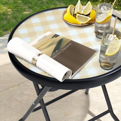 Outdoor Side Table, Small Patio End Table, Yellow - Image 5