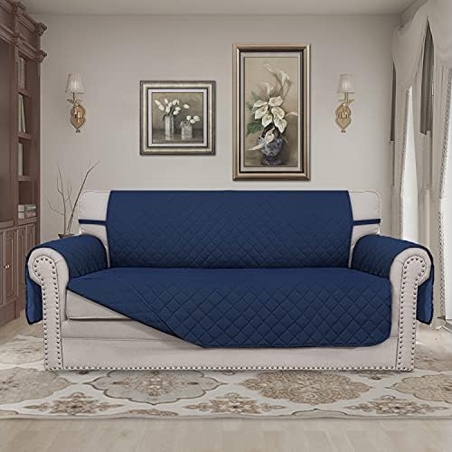 Easy-Going Reversible Couch Cover, 2 Cushion Sofa, Navy/Navy - Image 2