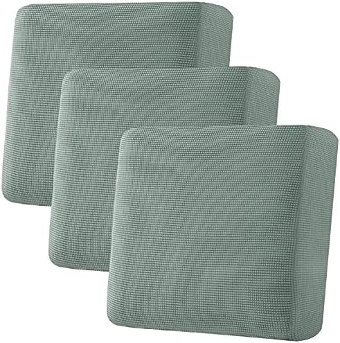 H.VERSAILTEX Super Stretch Individual Seat Cushion Covers - Sofa & Couch Cushion Slipcover Sets - Thick Jacquard Textured Twill Fabric (3 Piece XL, Sage) by HVERSAILTEX