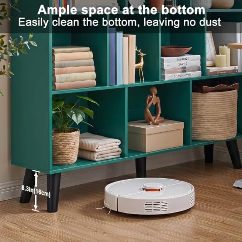 YAHARBO 10 Cube Bookshelf,3 Tier Bookcase with Legs,Dark Green Mid-Century Modern Bookshelves,Large Free Standing Open Storage Organizer Shelf,Tall Wooden Book Case Furniture for Bedroom,Living Room - Image 6