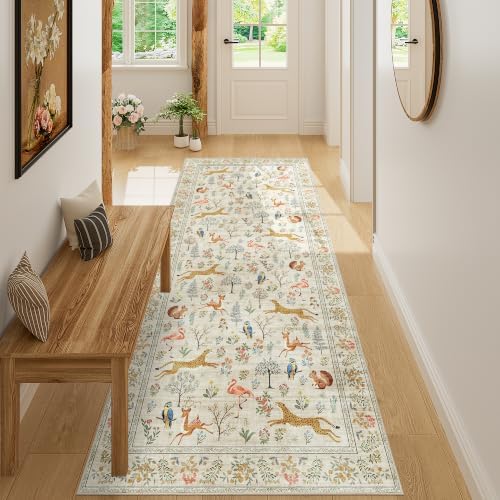 DUKINO 3x7 Hallway Runner Rug, Non Slip Animal Kitchen Runner Rug, Beige by DUKINO