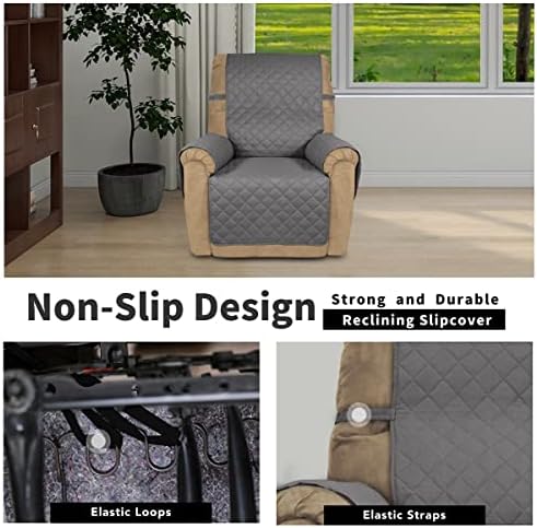 Easy-Going Reversible Couch Cover, Recliner 22 in, Gray/Gray - Image 3