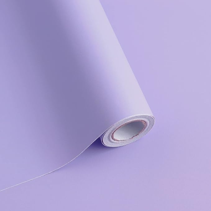 Safiyya 197"x17.7" Purple Peel and Stick Wallpaper Solid Color Wall Paper Contact Paper Self-Adhesive Removable Wallpaper for Wall Cabinet Covering Vinyl Rolls by SAFIYYA