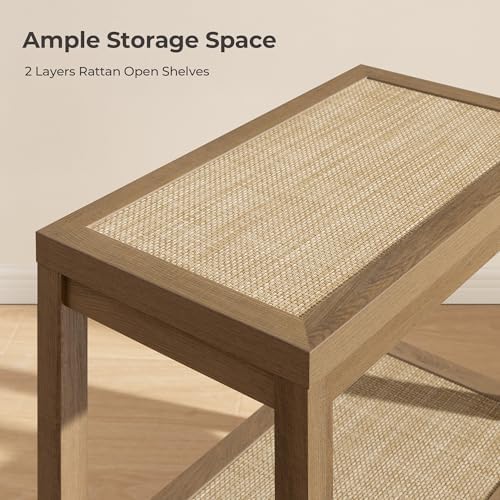 SICOTAS Rattan Living Room Side Table, 2 Pieces End Table with Storage - Image 4