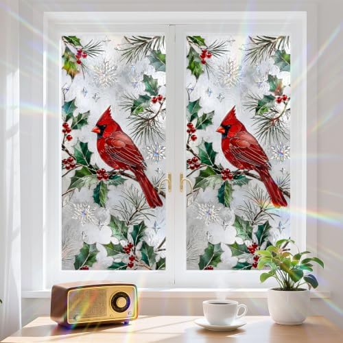 BVBOX Window Privacy Film Frosted Glass Window Sticker Window Film Static Glass Cling Tint Non-Adhesive for Home Door Decorative Frosting Cover 17.5 X 78.7 inch (1, Cardinal Pine, 17.5W X39.3L) - Image 3