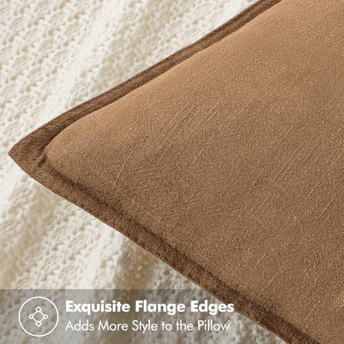 MIULEE Decorative Linen Lumbar Pillow Covers 12x20 Inch Brown - Image 2