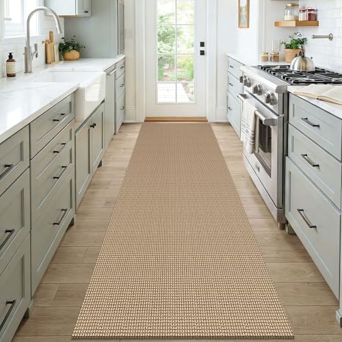 KOZYFLY 3x7 Washable Kitchen Runner Rug, Non Slip Wide Runners for Hallway, Cotton Entryway Runner, Braided Floor Carpet for Entry, Kitchen, Bedside, Hall, Orange Beige/Tan/Brown - Image 2
