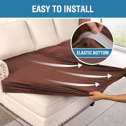 H.VERSAILTEX Velvet Stretch Sectional Couch Covers 4 Pieces Sofa Seat Cushion Covers L Shape Separate Couch Cover for Both Left/Right Sectional Couch (Large Sofa 3 Seater + 1 Chaise, Burnt Brick) - Image 6