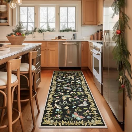 Washable Runners for Hallways Kitchen Rugs: 2'6"x8' Runner Rug Stain Resistant Non Slip Low Pile Soft Carpet Runners Rug for Bedroom Hallway Indoor Entryway Kitchen Laundry Room Farmhouse - Image 2