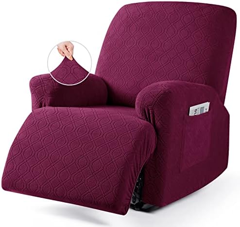 VANSOFY Oversized Stretch Recliner Chair Cover, Burgundy, 1 Seater by VANSOFYFURNITURECOVERS