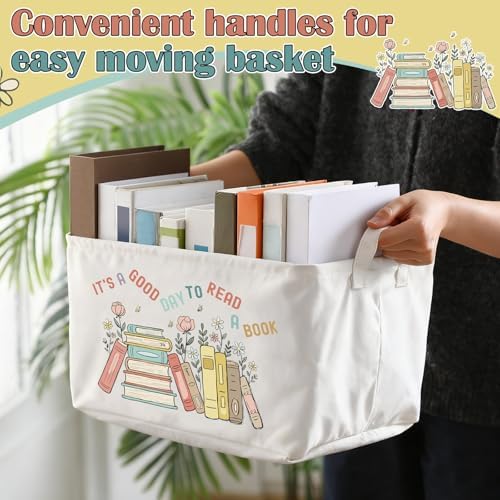 Marsui 1 Pcs Book Storage Basket Its a Good Day to Read a Book, Fresh Color - Image 3